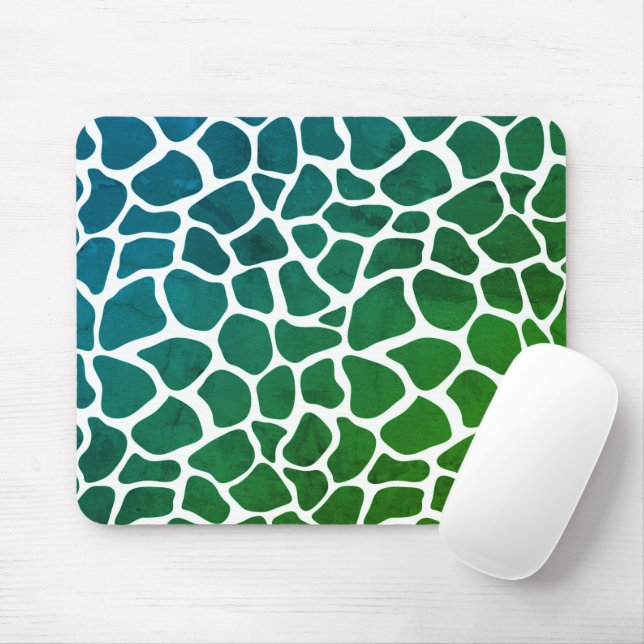 Mouse Pad - Animal Print Giraffe Green/Blue (With Mouse)