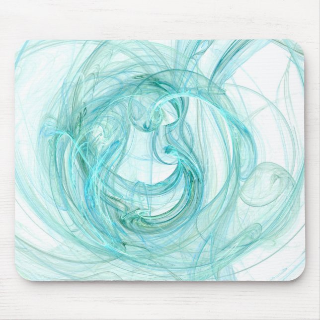 Mouse Pad: Aqua Unique Abstract Fractal Art! Mat (Front)