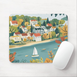 Mouse Pad, autumn village Mat