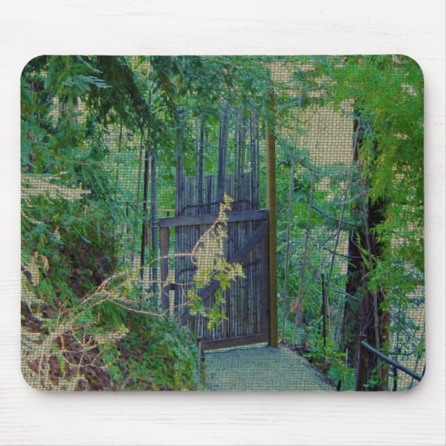 Mouse Pad - Bamboo Gate in Forest Garden (Front)