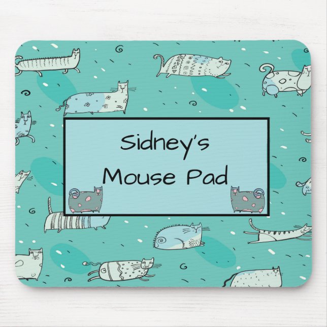 Mouse Pad for Young Girl with Comical Cats (Front)