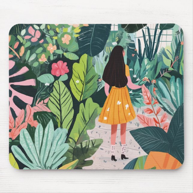 Mouse Pad, Girl in the Garden Mat (Front)