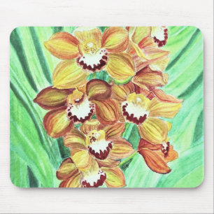 Mouse Pad - Orange & Yellow Orchids