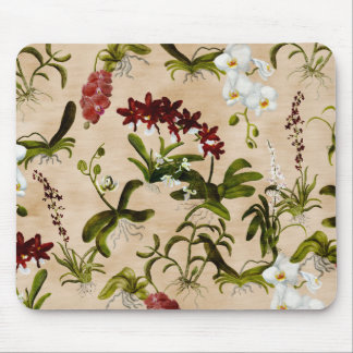 Mouse Pad - Orchid Pattern in Beige