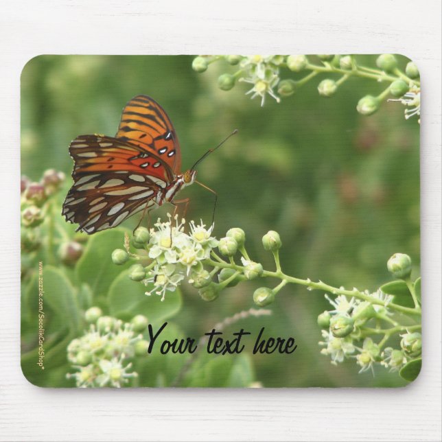 Mouse Pad Personalised Orange Butterfly (Front)