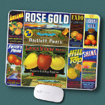 MOUSE PAD - "Rose Gold" - Produce Crate Labels<br><div class="desc">A Mouse Pad combining 8 images of Vintage Produce Crate Labels into one image collage covering the mouse pad. ►►The white background colour which appears as the separator between images and may also appear around the edge of the collage is the only part of the image you can modify. Use...</div>