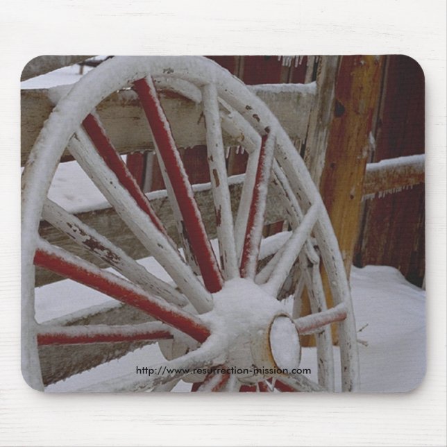 Mouse pad~~ Snowy Wagon Wheel Mat (Front)
