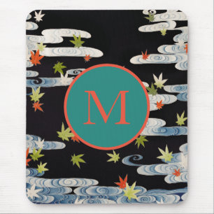 MOUSE PAD WATER AND LEAVES JAPANESE CUSTOM INITIAL