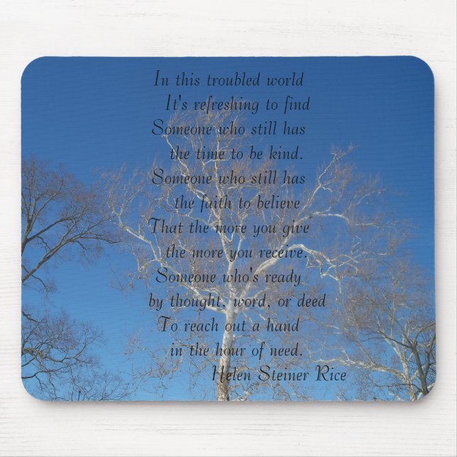 Mouse Pad with a poem by Helen Steiner Rice (Front)