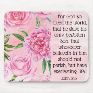 Mouse pad with scripture. John 3:16.