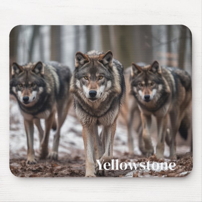 Mouse Pad-Yellowstone Wolves Mat (Front)