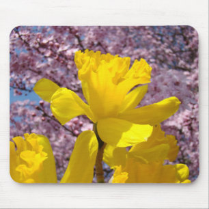 Mouse pads Spring Daffodils Pink Blossoms