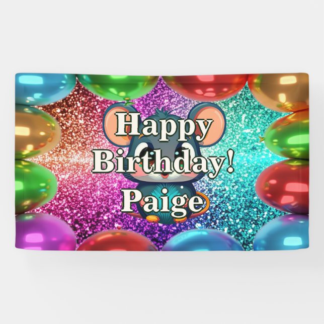 Mouse Personalised character birthday banner (Horizontal)