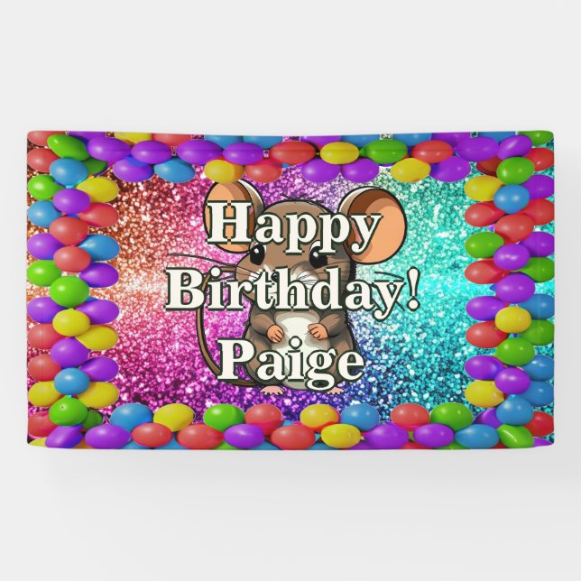 Mouse Personalised character birthday banner (Horizontal)