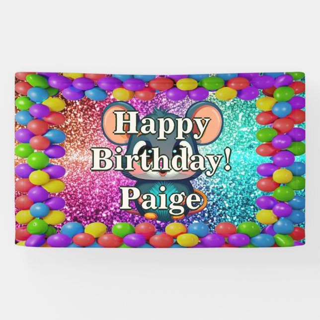 Mouse Personalised character birthday banner (Horizontal)