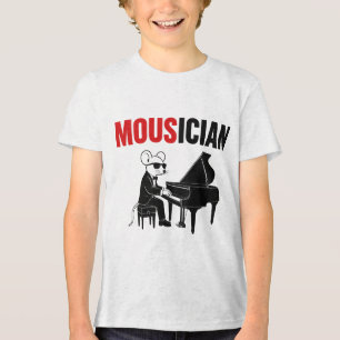Mouse Pianist Funny Animal Pun Tri-Blend Shirt