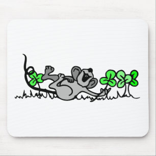 Mouse Playing In Shamrocks Mat