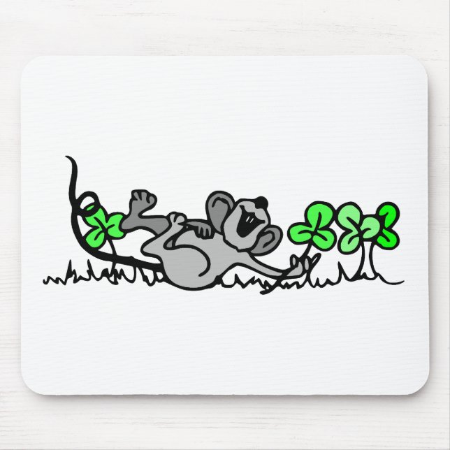 Mouse Playing In Shamrocks Mat (Front)