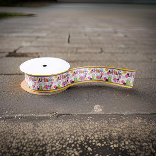 Mouse Priple Yellow Stripe   Satin Ribbon