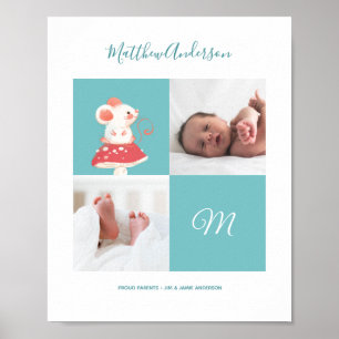 Mouse Rat • Alphabet Monogram Cute Baby Shower Poster