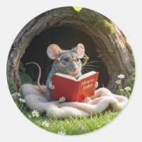 Mouse Reading a Red Book On a Blanket