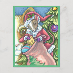 MOUSE SANTA BRINGS GOOD CATS CHRISTMAS GIFTS, Cute Holiday Postcard