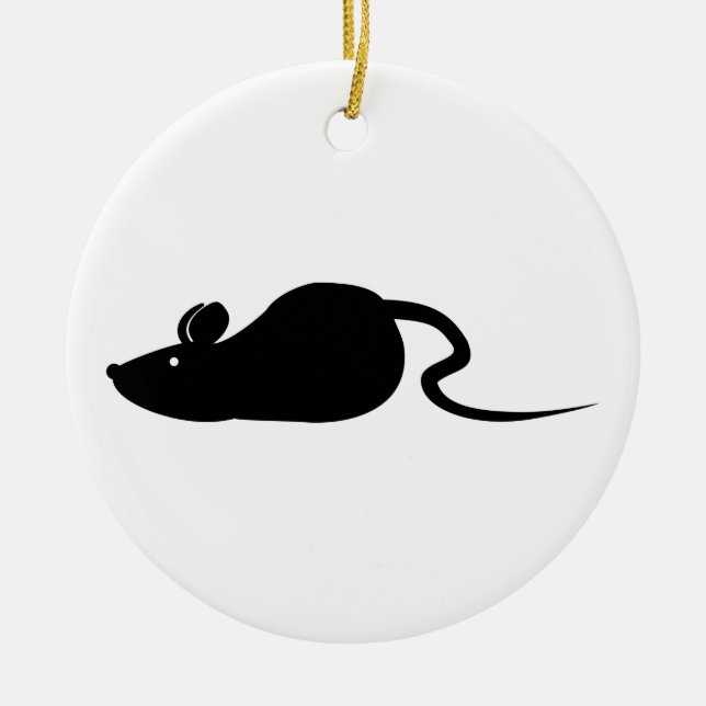 Mouse Silhouette Ceramic Tree Decoration (Front)