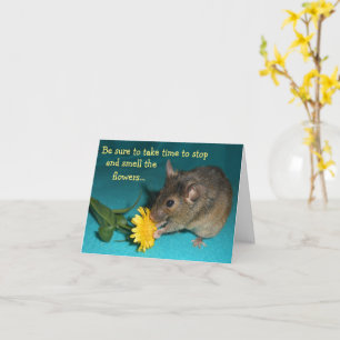 Mouse Smelling Flower Card