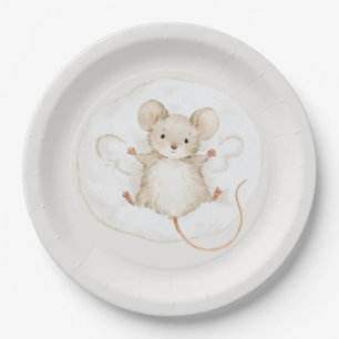 Mouse Snow Angel Winter Christmas Paper Plate
