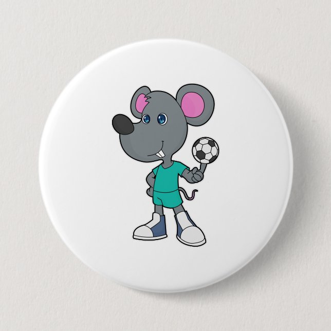 Mouse Soccer player Soccer 7.5 Cm Round Badge (Front)