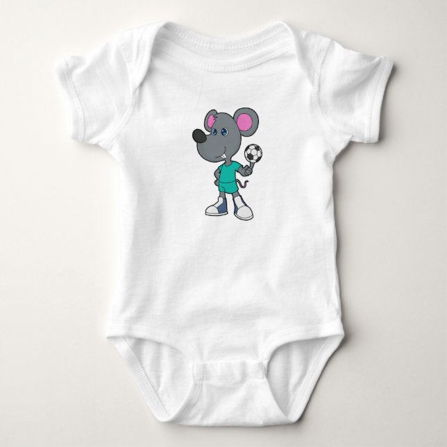 Mouse Soccer player Soccer Baby Bodysuit (Front)