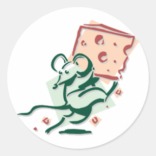 Mouse Stealing Cheese Funny Cute Rodent Classic Round Sticker