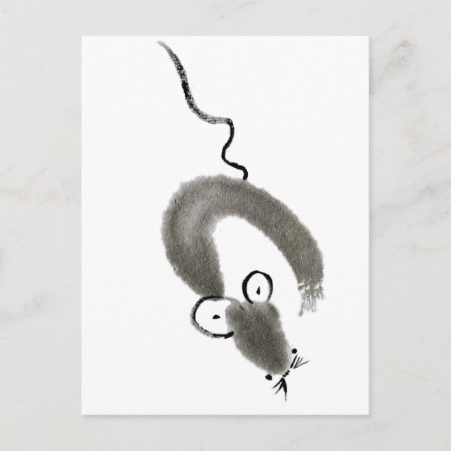 Mouse, Sumi-e Postcard (Front)