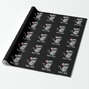 Mouse-tache Funny Mouse Pun Dark BG Wrapping Paper