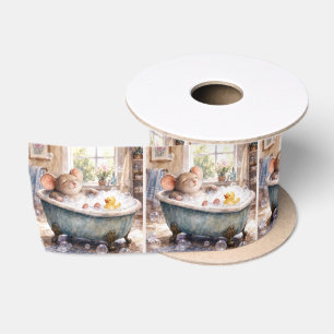 Mouse Taking a Bubble Bath Satin Ribbon