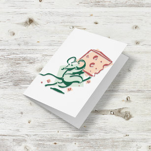 Mouse Taking Cheese Greeting Cards