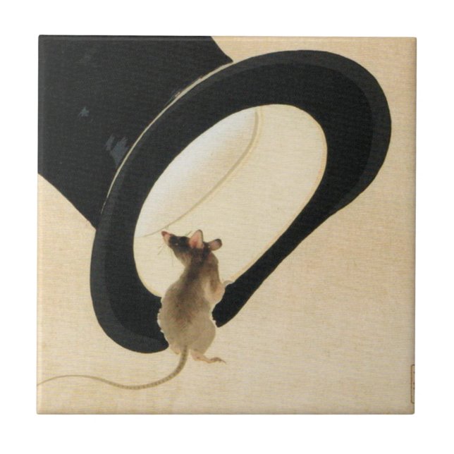Mouse Top Hat Chinese Rat Year Zodiac Birthday CT Tile (Front)