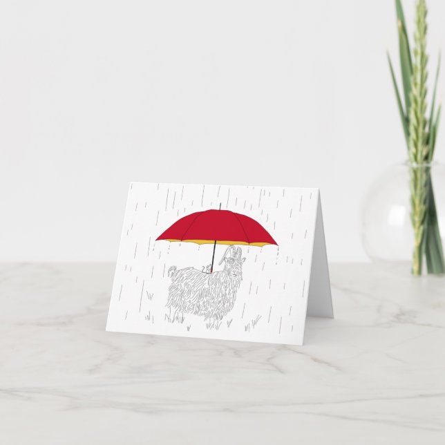 Mouse Umbrella for Goat Thank You Card (Front)