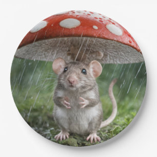 Mouse Under a Mushroom Paper Plate