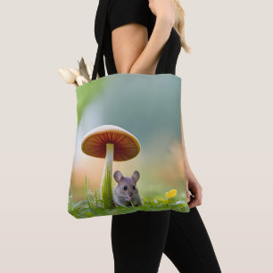Mouse Under A Mushroom Tote Bag