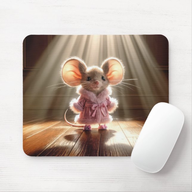 Mouse Wearing a Pink Robe and Slippers Mat (With Mouse)