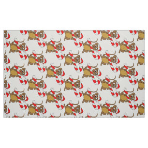 Mouse with a Christmas candy cane Fabric