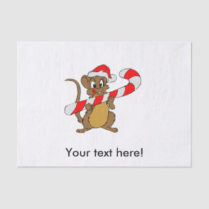 Mouse with a Christmas candy cane Tissue Paper