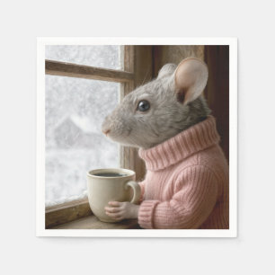 Mouse With a Cup of Coffee Napkin