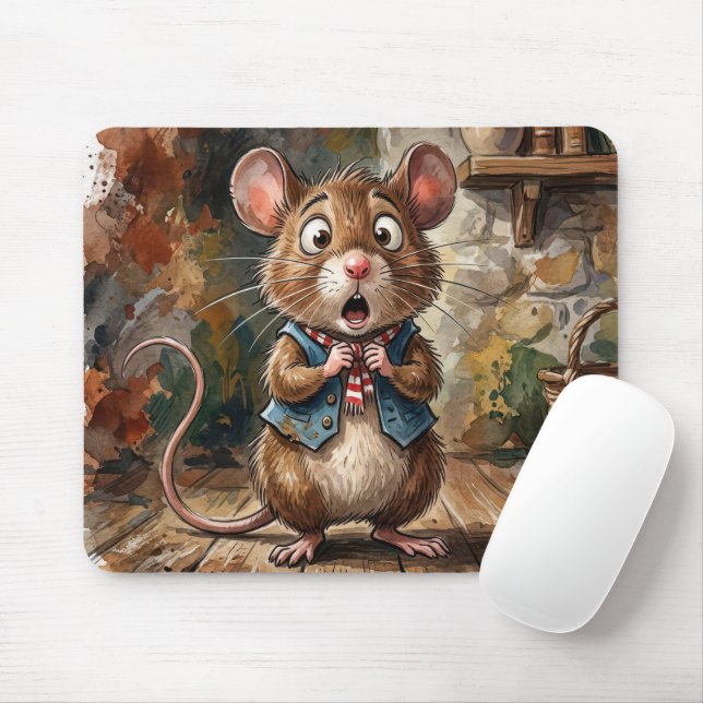 Mouse with a Surprised Look  Mat (With Mouse)