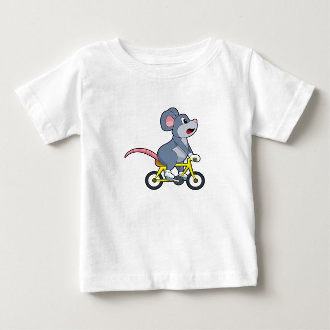 Mouse with Bicycle Baby T-Shirt (Front)