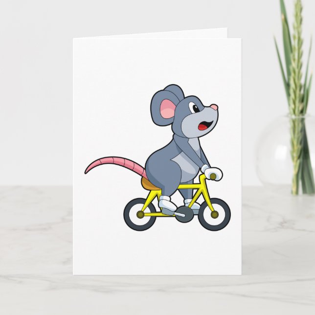 Mouse with Bicycle Card (Front)