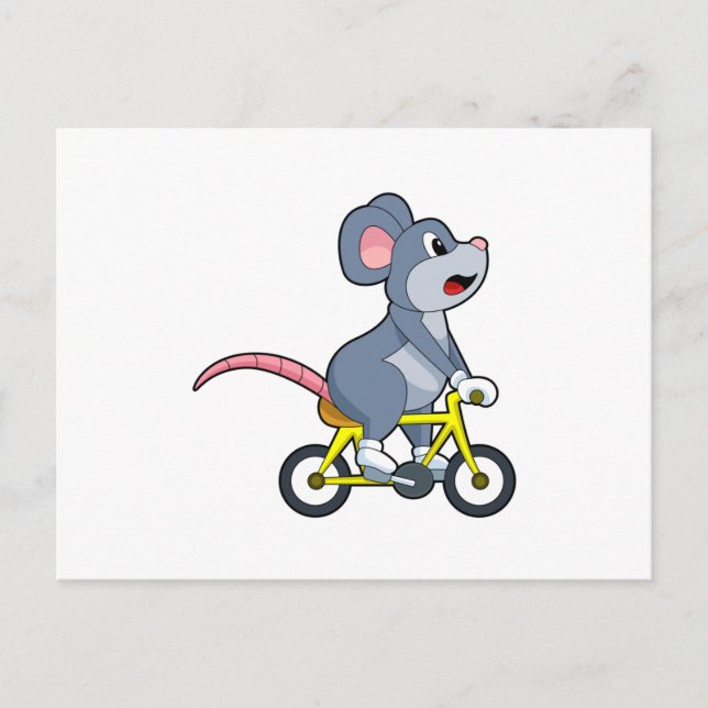 Mouse with Bicycle Postcard (Front)