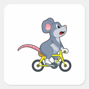 Mouse with Bicycle Square Sticker
