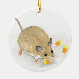 Mouse with Candy Corns Ceramic Tree Decoration